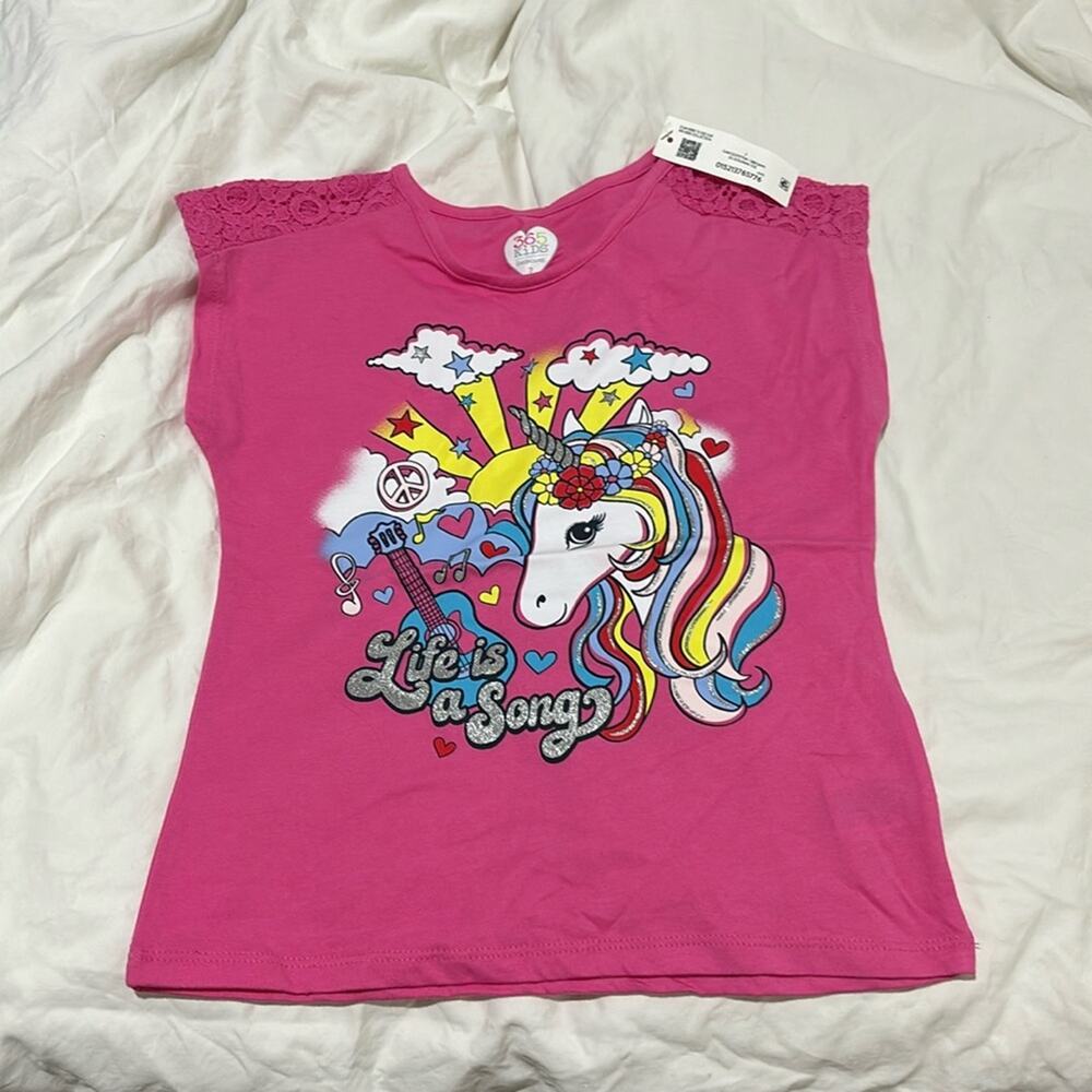 365 kids hot pink 7 unicorn t shirt nwt cotton